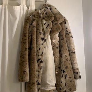 Faux-fur Leopard Pea Coat